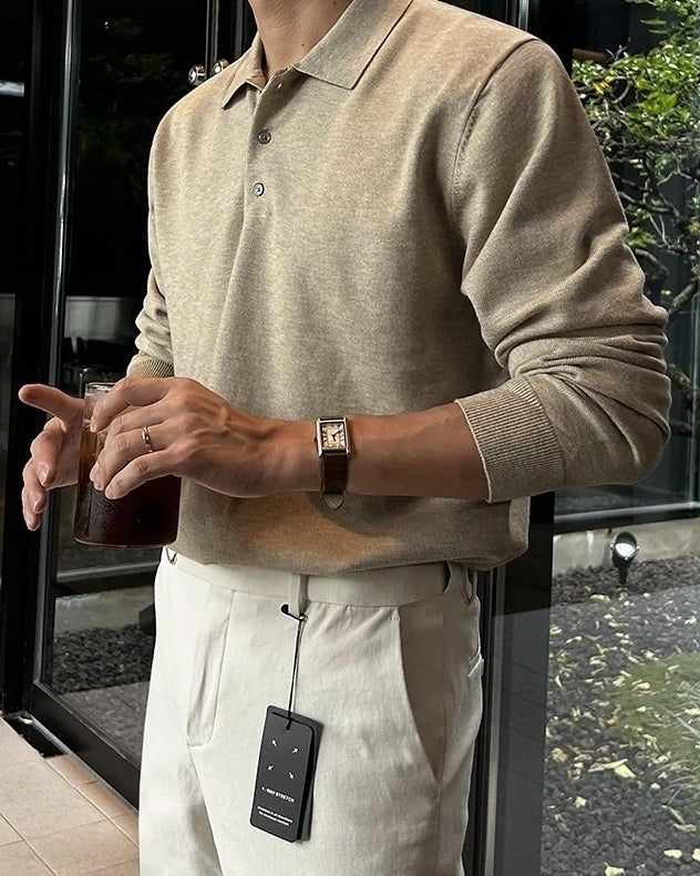 Classic Knit Collared Sweater Casual Relaxed Style