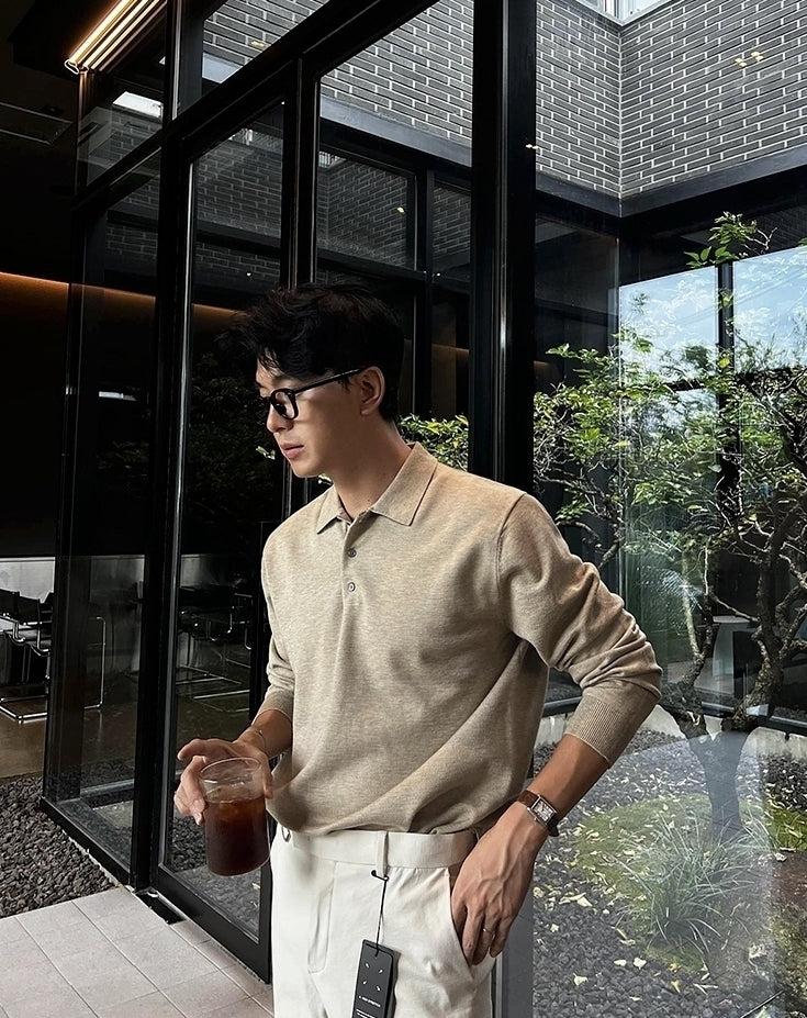 Classic Knit Collared Sweater Casual Relaxed Style