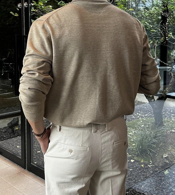 Classic Knit Collared Sweater Casual Relaxed Style