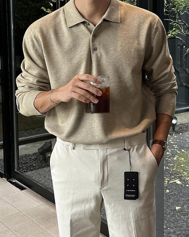 Classic Knit Collared Sweater Casual Relaxed Style