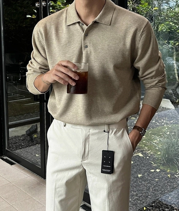 Classic Knit Collared Sweater Casual Relaxed Style