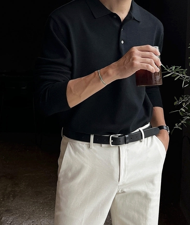 Classic Knit Collared Sweater Casual Relaxed Style