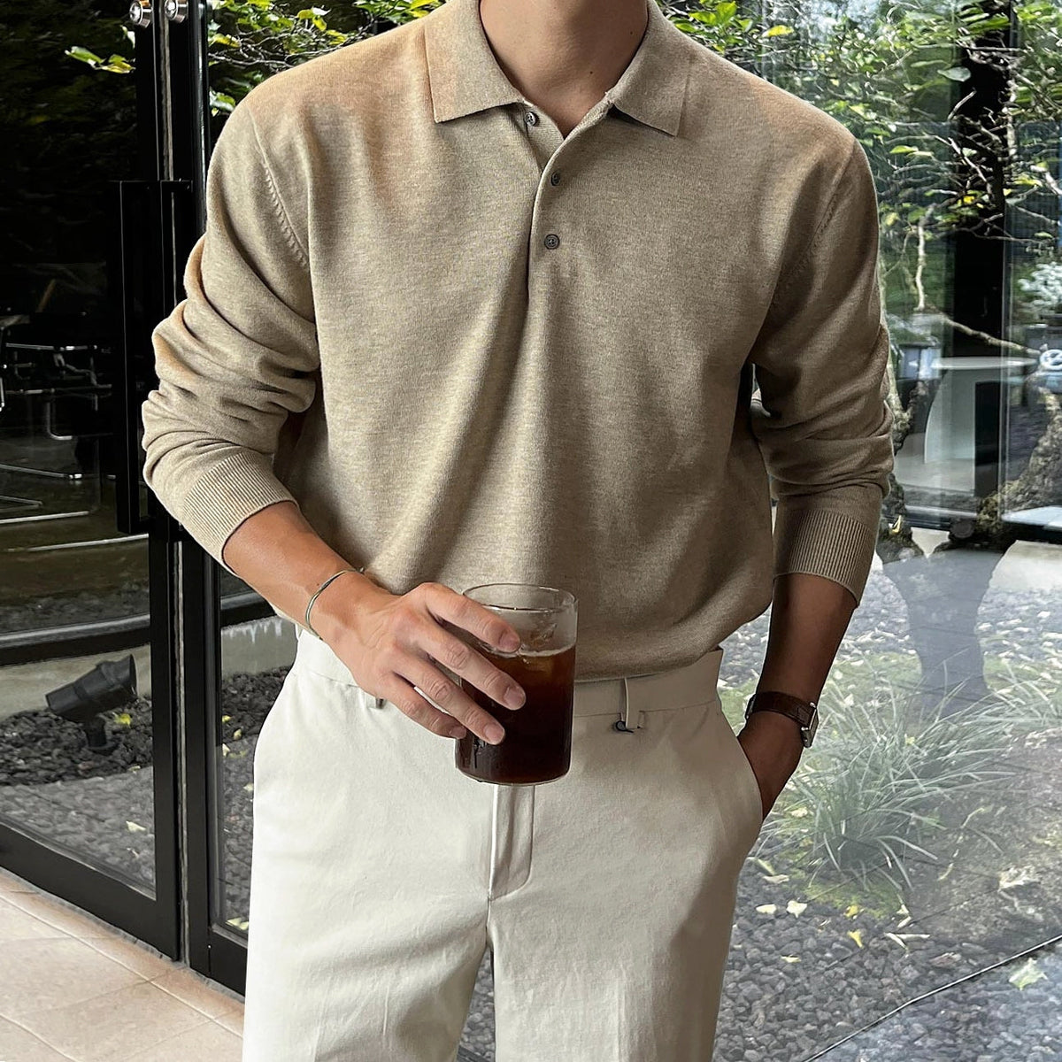Classic Knit Collared Sweater Casual Relaxed Style