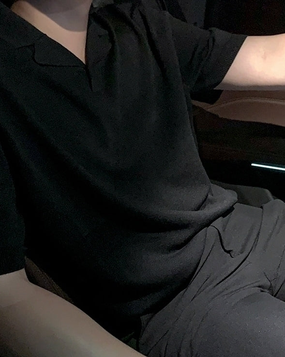 Classic Knit Cuban Collar Polo Shirt
