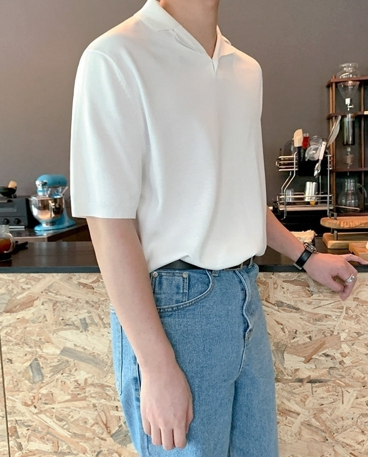 Classic Knit Cuban Collar Polo Shirt
