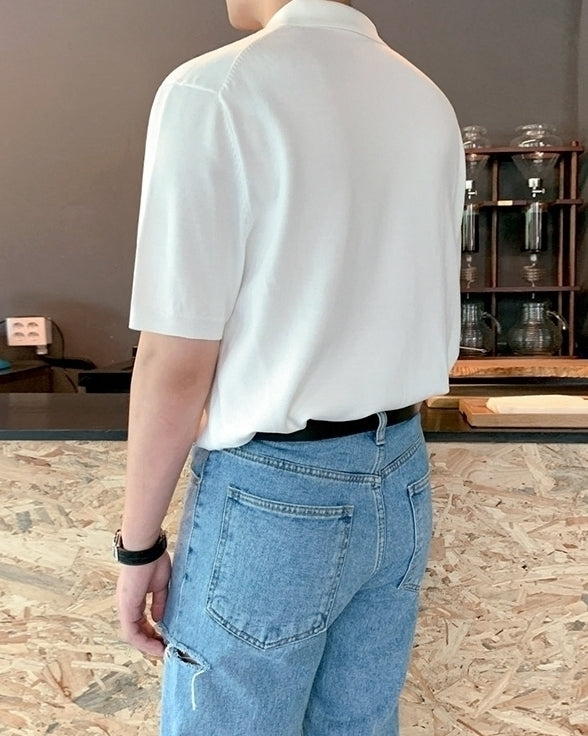 Classic Knit Cuban Collar Polo Shirt