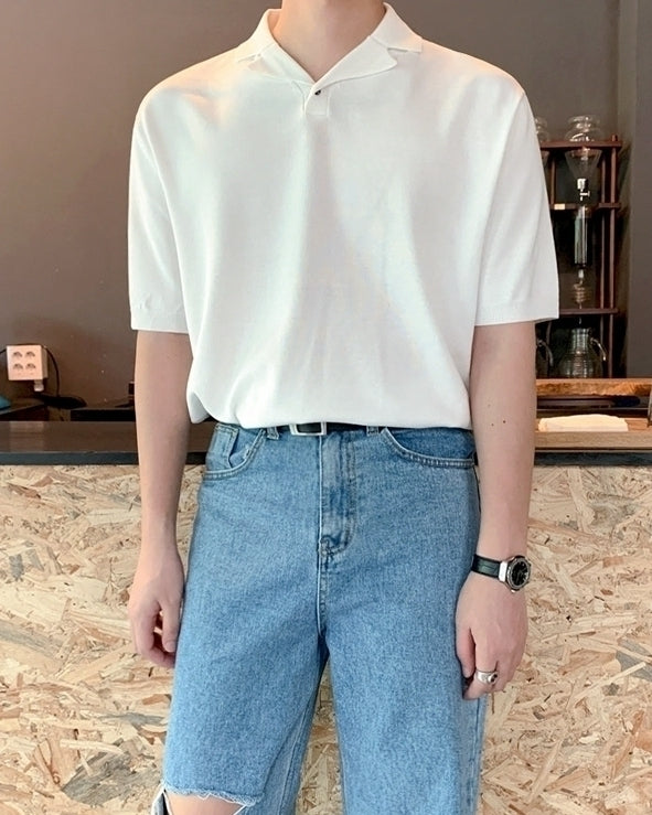Classic Knit Cuban Collar Polo Shirt