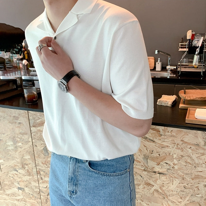 Classic Knit Cuban Collar Polo Shirt
