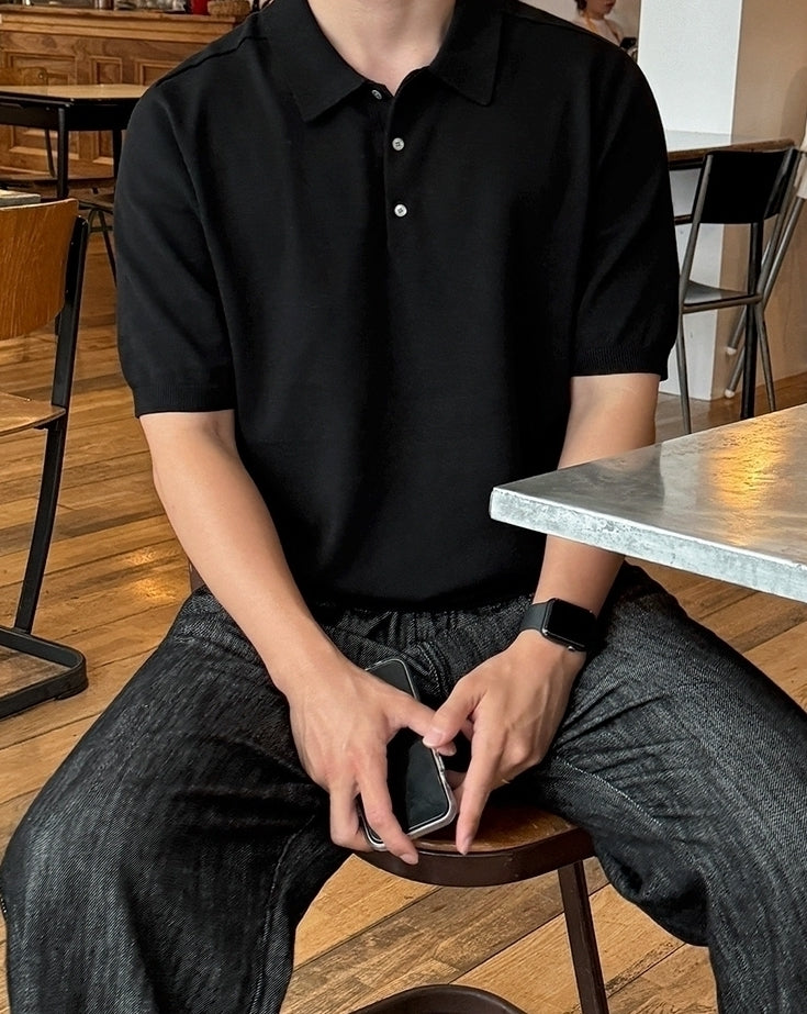 Classic Knit Polo Casual Short Sleeve Shirt