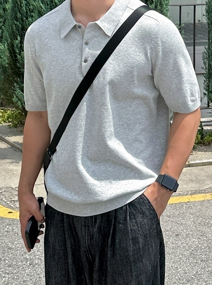 Classic Knit Polo Casual Short Sleeve Shirt