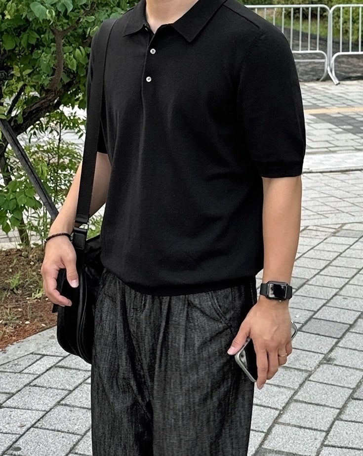 Classic Knit Polo Casual Short Sleeve Shirt