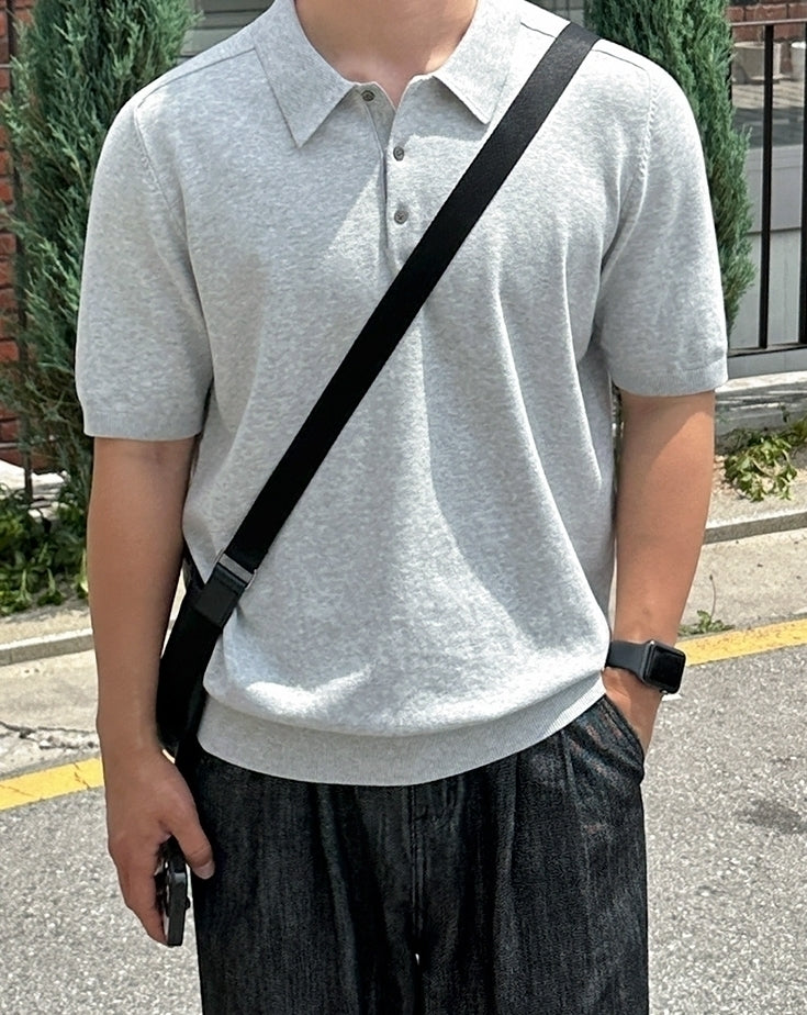 Classic Knit Polo Casual Short Sleeve Shirt