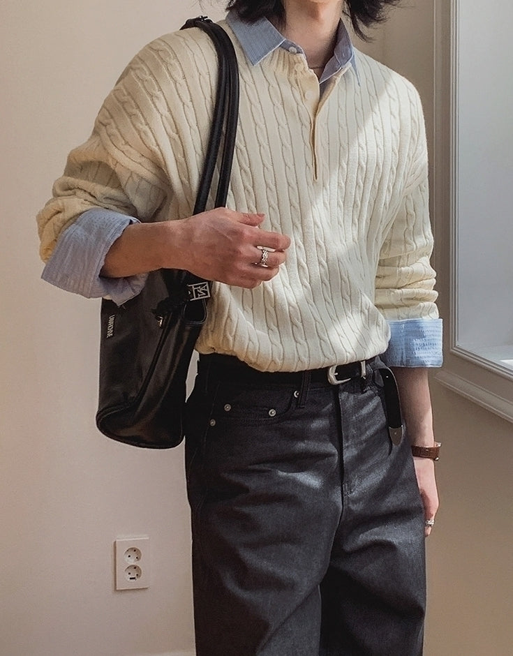 Classic Knit Pullover Sweater Casual Relaxed Style