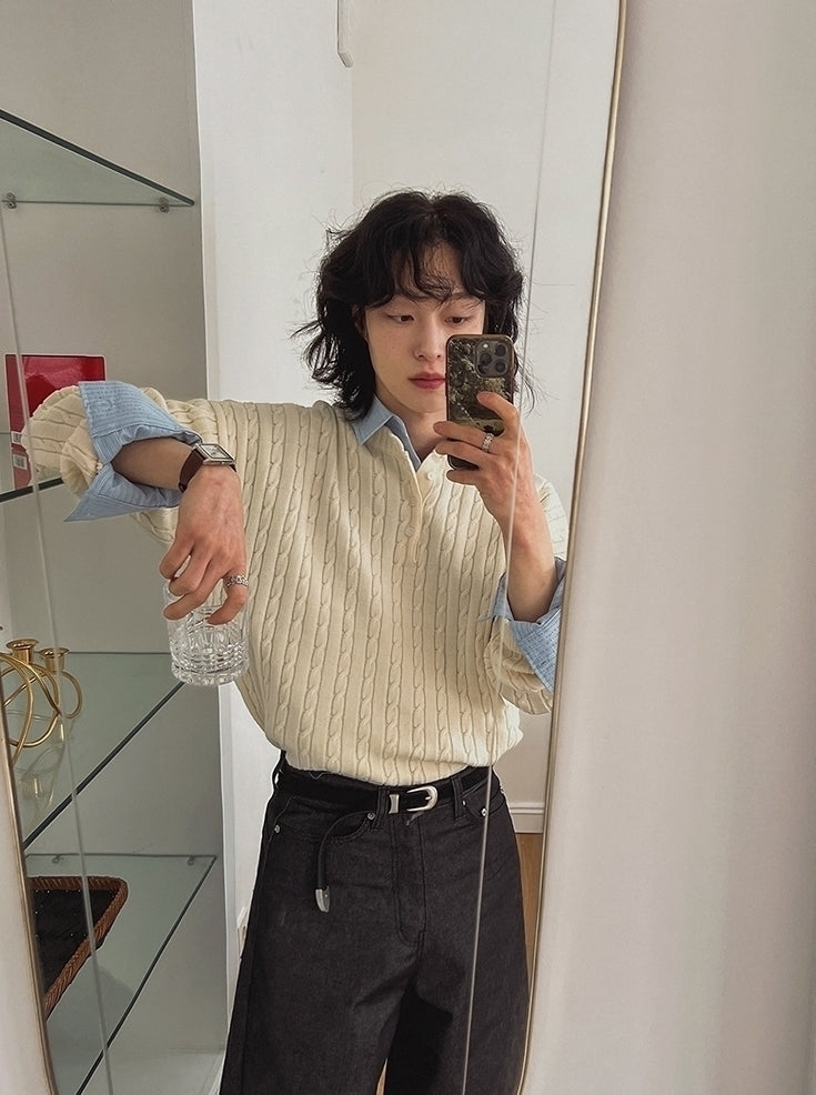 Classic Knit Pullover Sweater Casual Relaxed Style