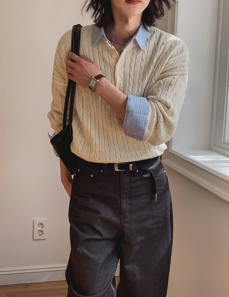 Classic Knit Pullover Sweater Casual Relaxed Style