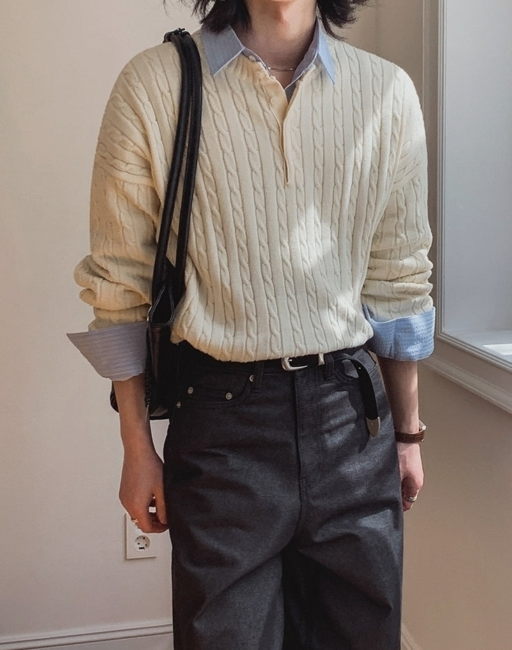 Classic Knit Pullover Sweater Casual Relaxed Style