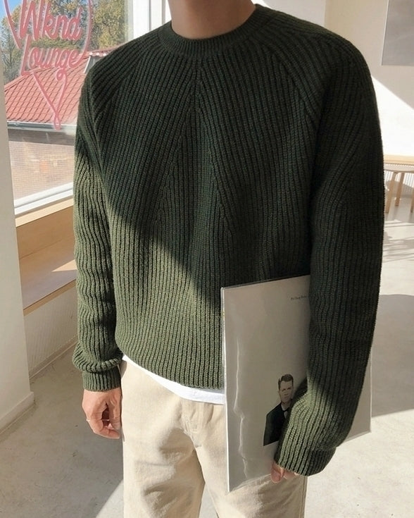 Classic Knit Sweater Soft Casual Pullover Outerwear