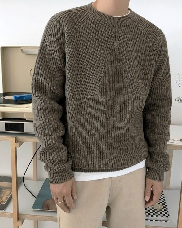 Classic Knit Sweater Soft Casual Pullover Outerwear