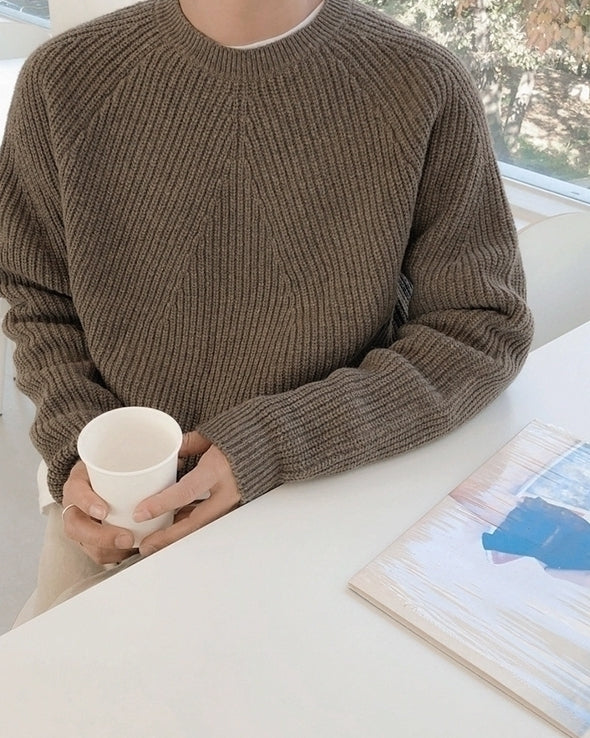 Classic Knit Sweater Soft Casual Pullover Outerwear