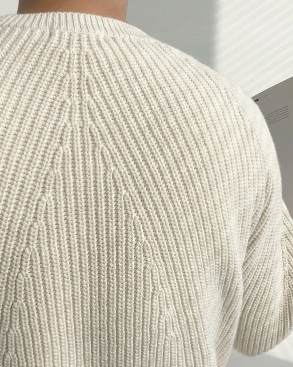 Classic Knit Sweater Soft Casual Pullover Outerwear