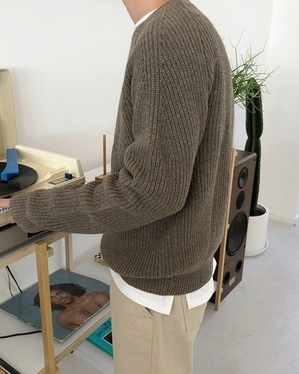 Classic Knit Sweater Soft Casual Pullover Outerwear
