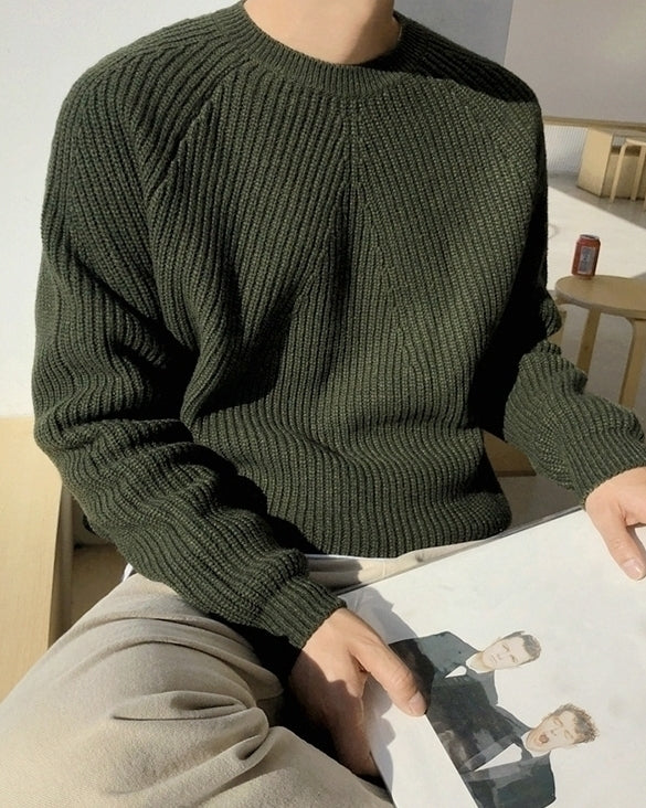 Classic Knit Sweater Soft Casual Pullover Outerwear