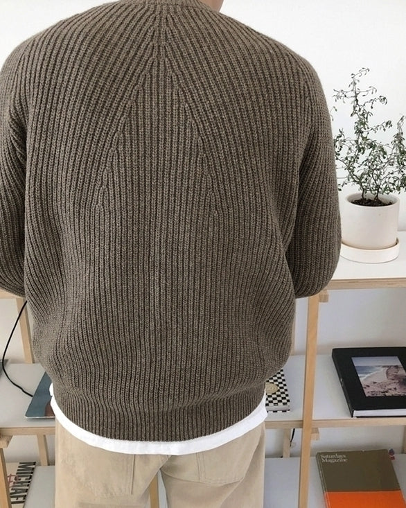 Classic Knit Sweater Soft Casual Pullover Outerwear
