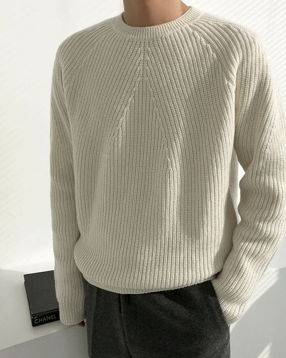 Classic Knit Sweater Soft Casual Pullover Outerwear
