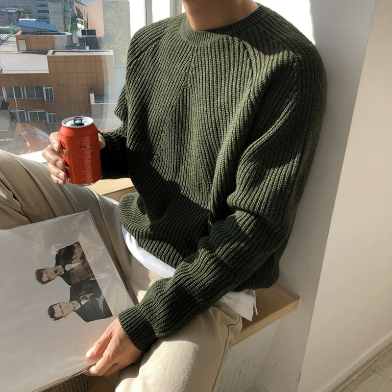 Classic Knit Sweater Soft Casual Pullover Outerwear