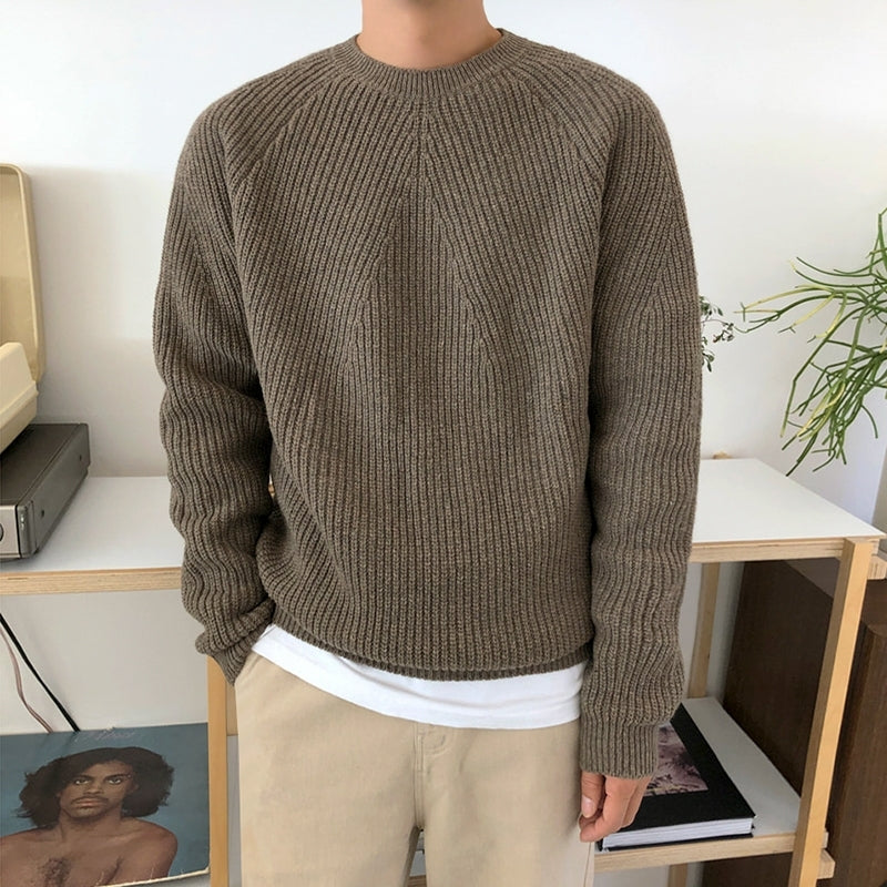Classic Knit Sweater Soft Casual Pullover Outerwear