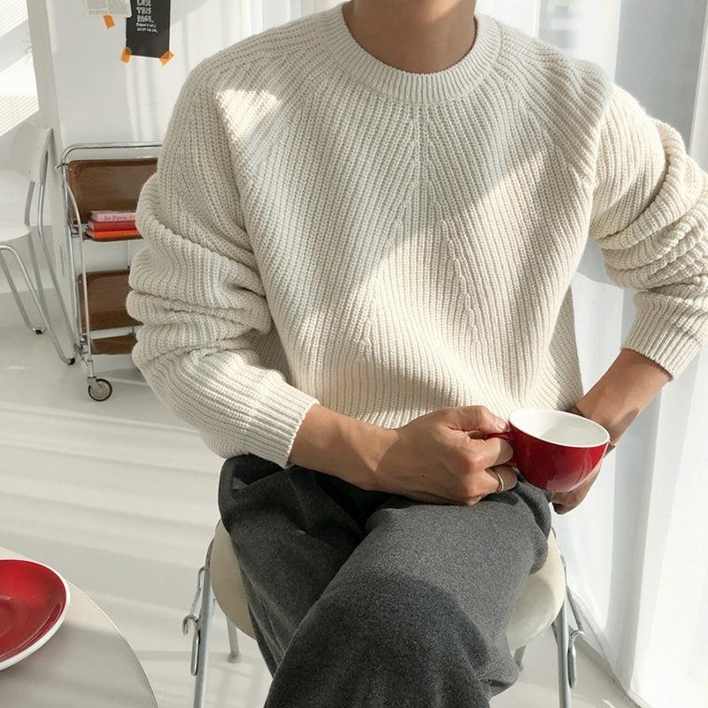 Classic Knit Sweater Soft Casual Pullover Outerwear