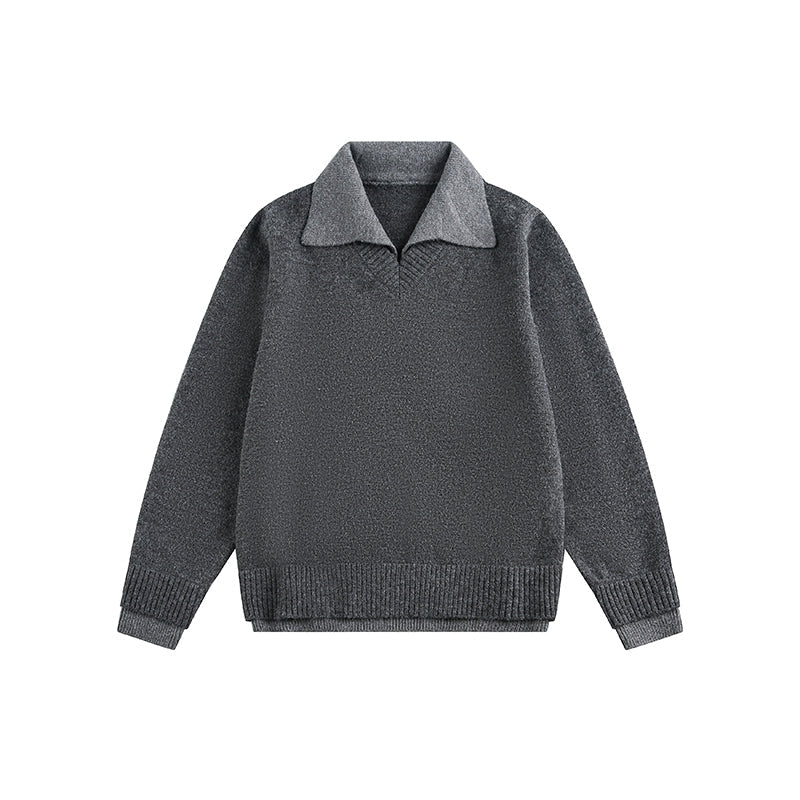 Classic Layered Knit Sweater With Contrast Collar