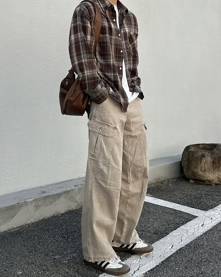 Classic Loose Fit Denim Cargo Trousers