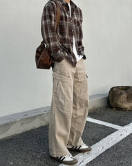 Classic Loose Fit Denim Cargo Trousers