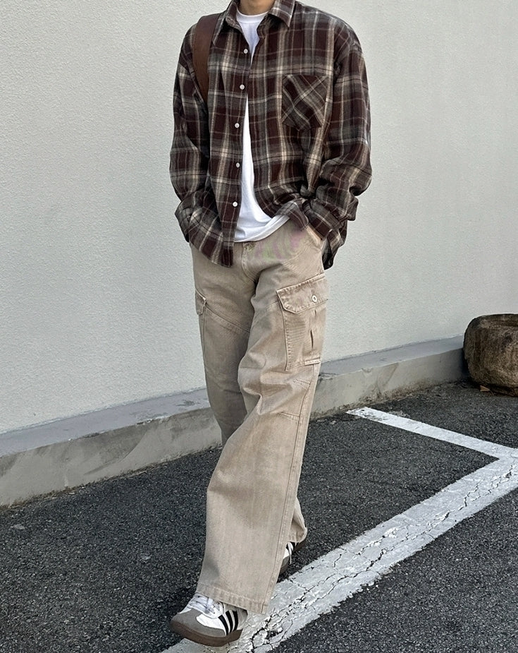 Classic Loose Fit Denim Cargo Trousers
