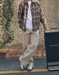 Classic Loose Fit Denim Cargo Trousers