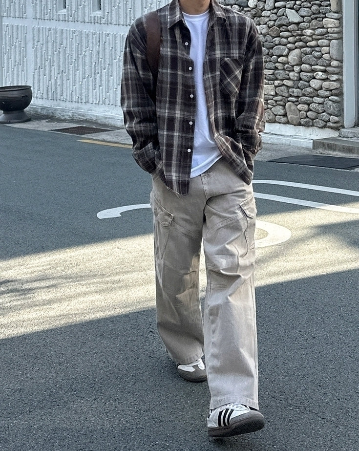 Classic Loose Fit Denim Cargo Trousers