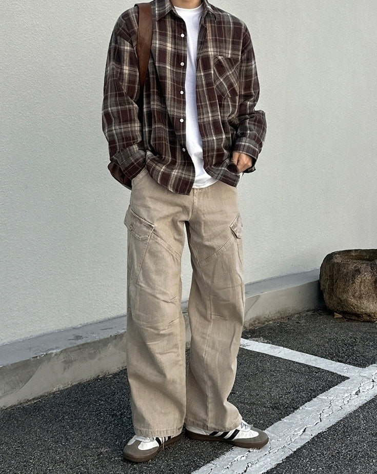 Classic Loose Fit Denim Cargo Trousers