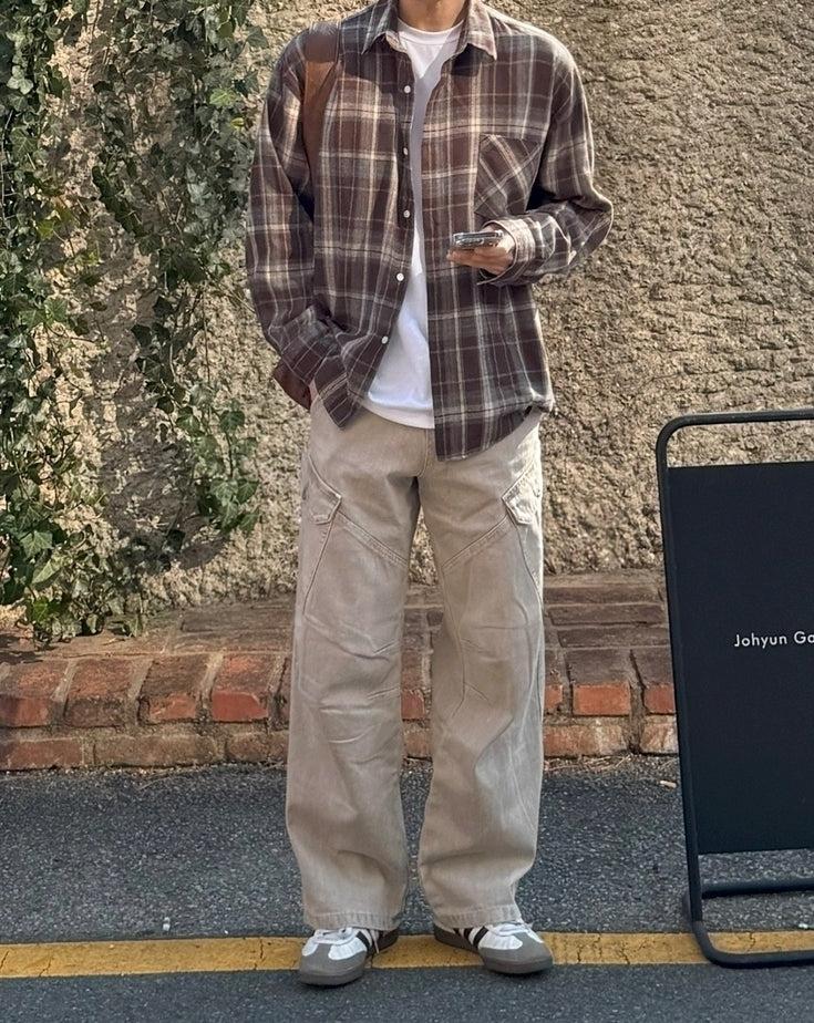 Classic Loose Fit Denim Cargo Trousers