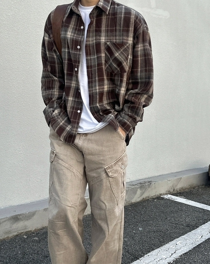 Classic Loose Fit Denim Cargo Trousers