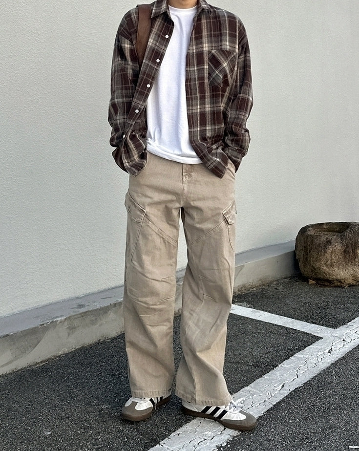 Classic Loose Fit Denim Cargo Trousers