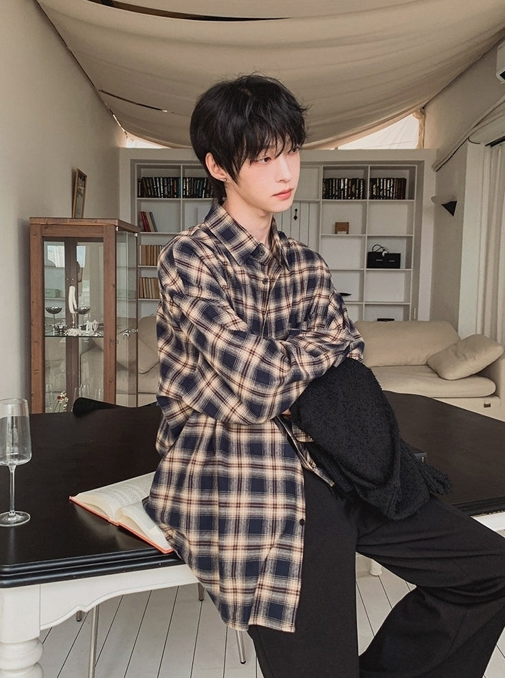 Classic Plaid Long Sleeve Collared Casual Shirt