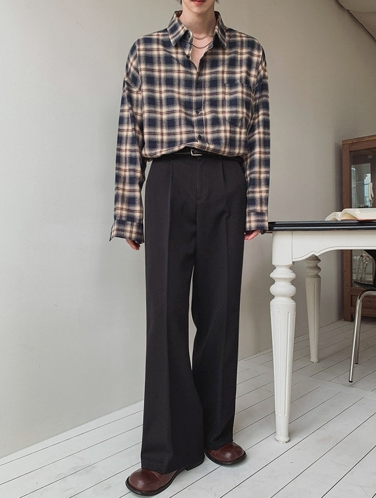 Classic Plaid Long Sleeve Collared Casual Shirt