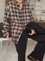 Classic Plaid Long Sleeve Collared Casual Shirt