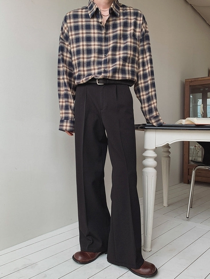 Classic Plaid Long Sleeve Collared Casual Shirt