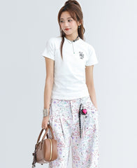 Classic Raglan Sleeve Letter Patch Slim Fit Tee