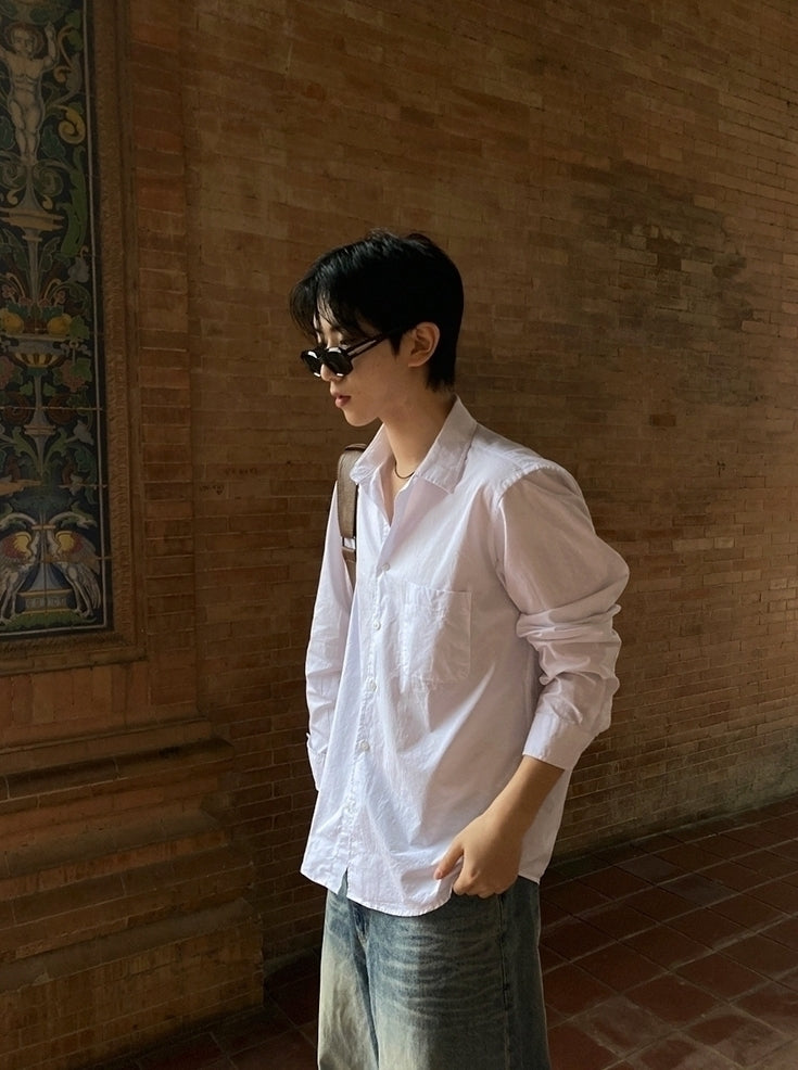 Classic Relaxed Fit Long Sleeve Casual Shirt