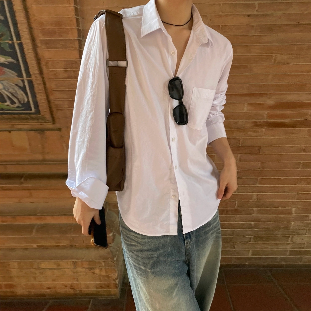 Classic Relaxed Fit Long Sleeve Casual Shirt