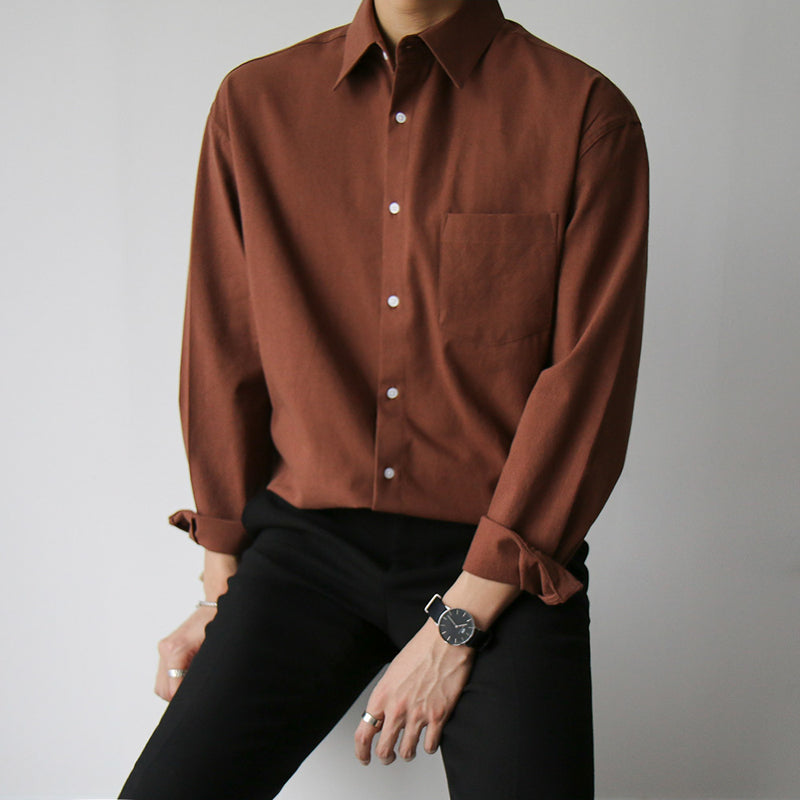 Classic Relaxed Fit Solid Color Casual Shirt
