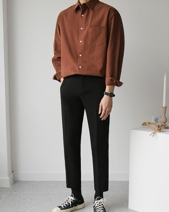 Classic Relaxed Fit Solid Color Casual Shirt